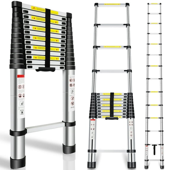 Folding Ladder Slow Down Design 16.5FT Extendable Ladders Portable for Household /Building Maintenance 330 Pound Capacity