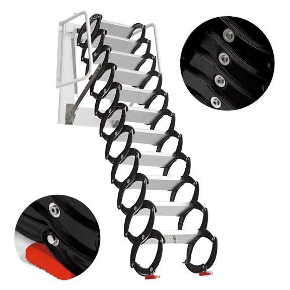 Folding Ladder, Wall Mounted Attic Ladder, Attic Extension Ladder for Attics & Basements 