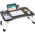 thumbnail image 1 of Folding Lap Desk, 23 Inch Portable Wood Black Laptop Bed Desk Lap Desk with Cup Holder, for Working Reading Writing, Eating, Watching Movies for Bed Sofa Couch Floor, 1 of 10
