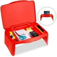 Red Folding Lap Desk with Extra Storage Portable Activity Table for