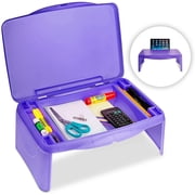 MavoCraft Purple Folding Lap Desk with Storage & Dividers | Laptop Bed Table, Breakfast Tray | Serving Table for Kids & Adults, Easy to Fold & Carry
