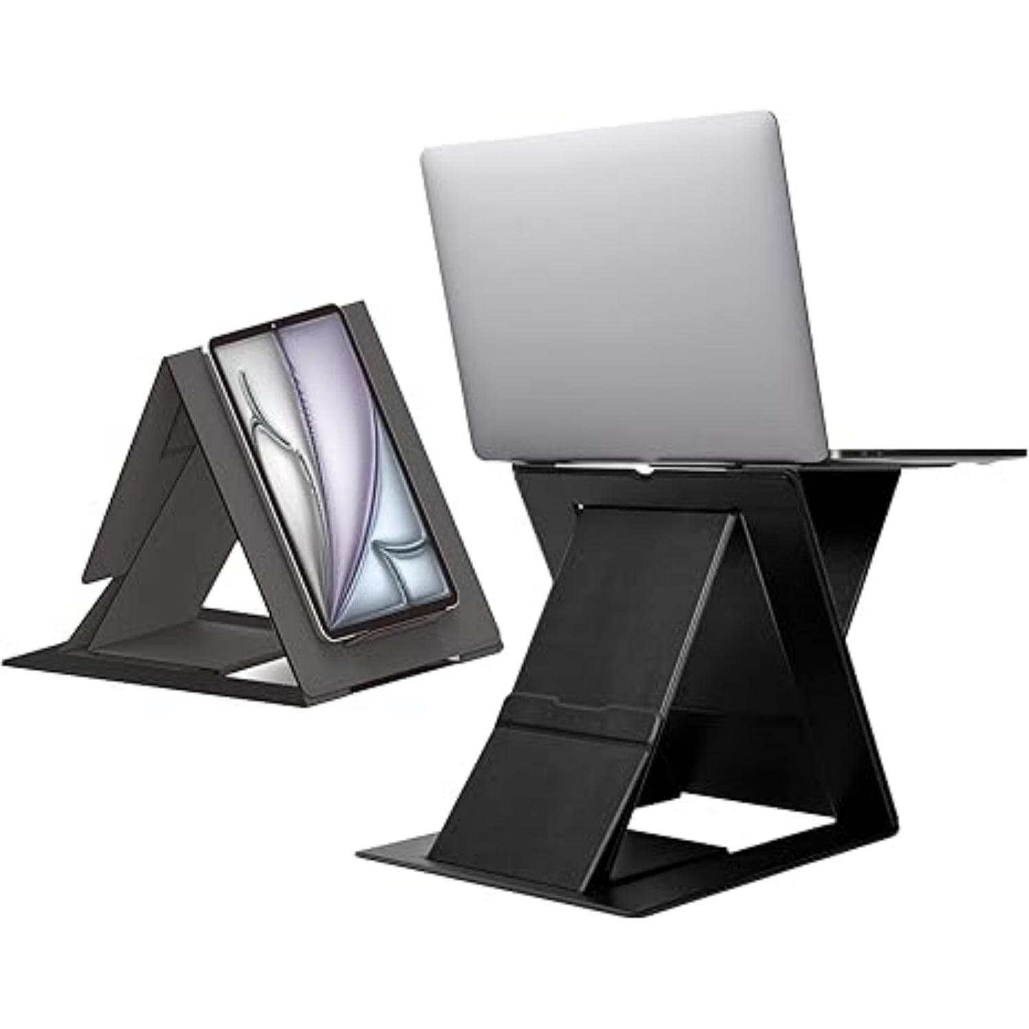 Folding Laptop Stand Lap Desk, Portable & Mini Computer Stand Laptop Desk for Travel and Home Office, Ergonomic Design with Adjustable Viewing Angles, Lightweight Computer Cooling Riser, Black