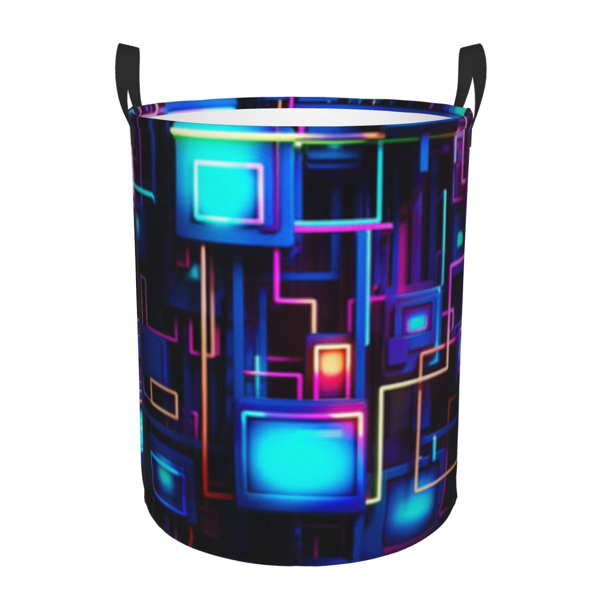 Folding Laundry Basket Colorful Circuit Boad Round Storage Bin Hamper ...