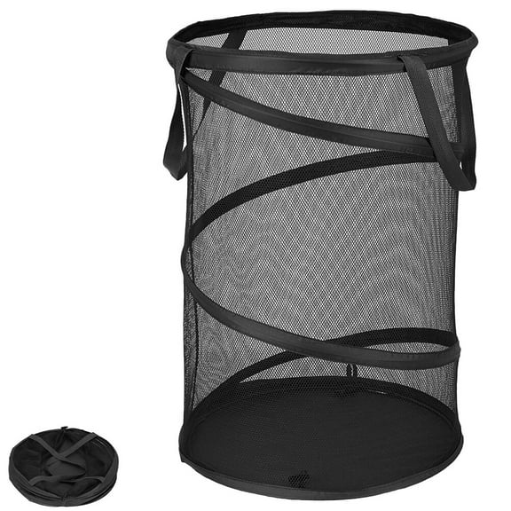 Folding Laundry Basket Container Cylindrical Mesh