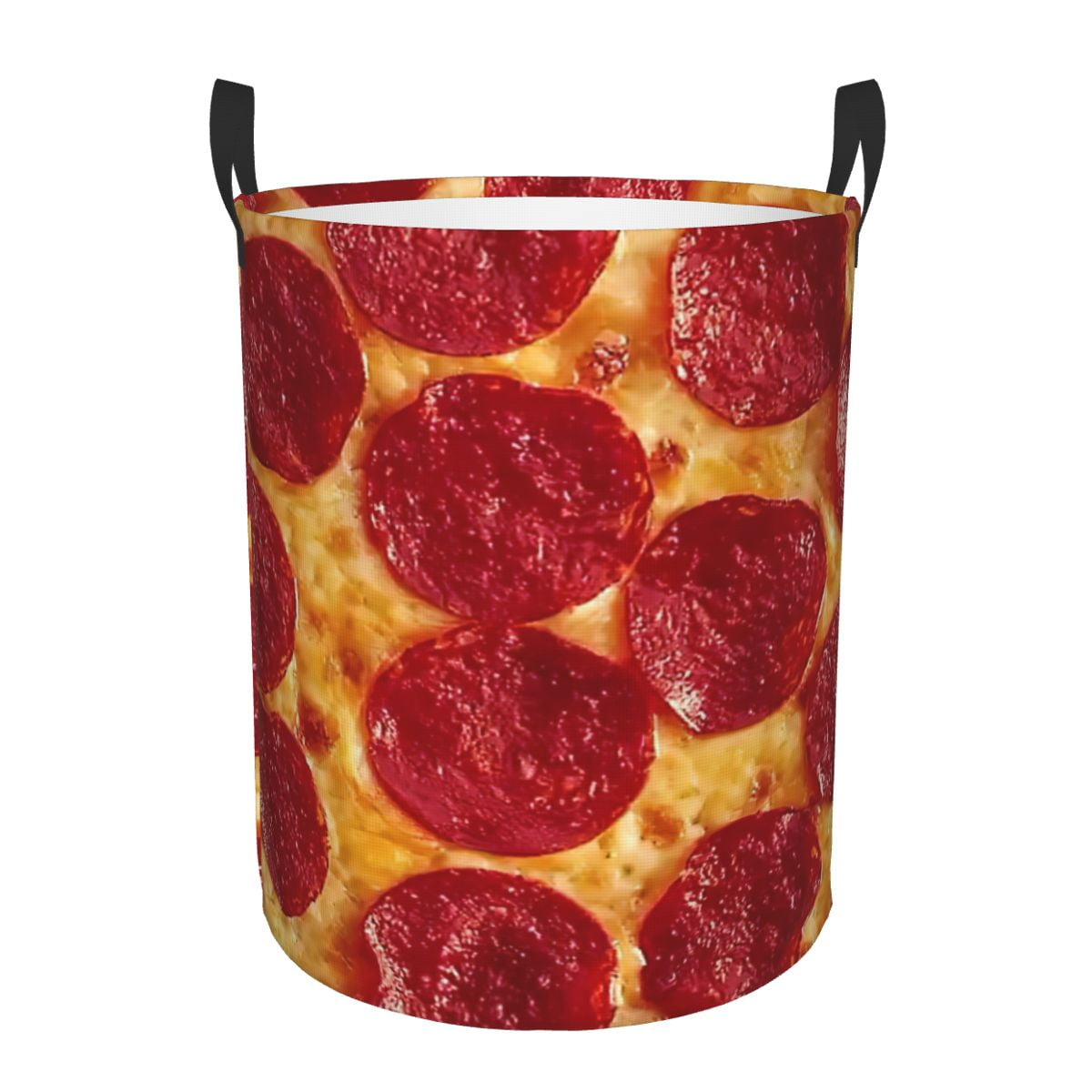 Folding Laundry Basket Pepperoni Pizza Round Storage Bin Large Hamper ...