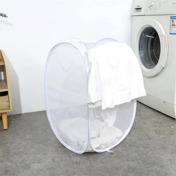 Folding Laundry Basket with Handle Clothes Toy Storage Basket Hollow Mesh Breathable Household Laundry Hamper Sundries Organizer