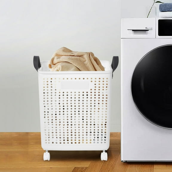Folding Laundry Hamper Clothes Basket with 4 Wheels Free Standing Dirty Clothes Hamper Easy to Move