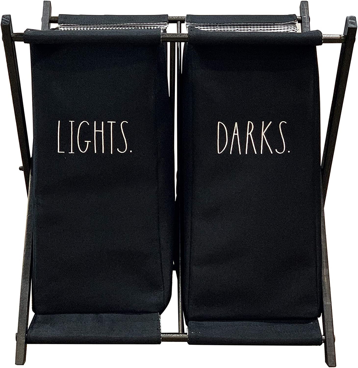 Folding Laundry Hamper Two Section Clothes Bin For Easy Divide Of