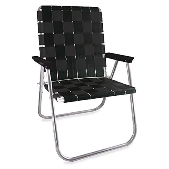 Folding Lawn Chair - Aluminum Patio Chairs for Outdoors, Camping & Sports - Heavy Duty Webbed Seat - Portable & Lightweight - Black