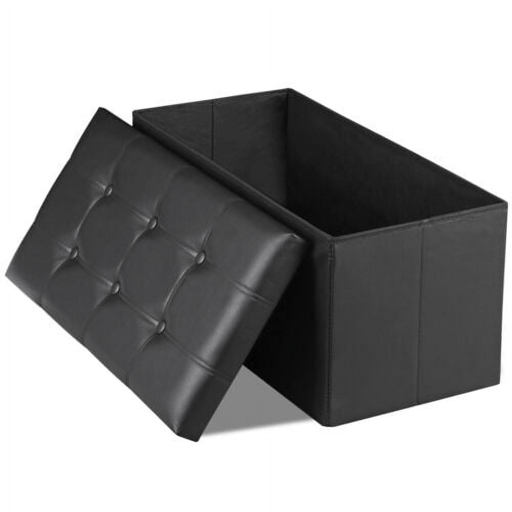 Folding Leather Storage Ottoman Faux Leather Foot Rest Stool Bedroom 30