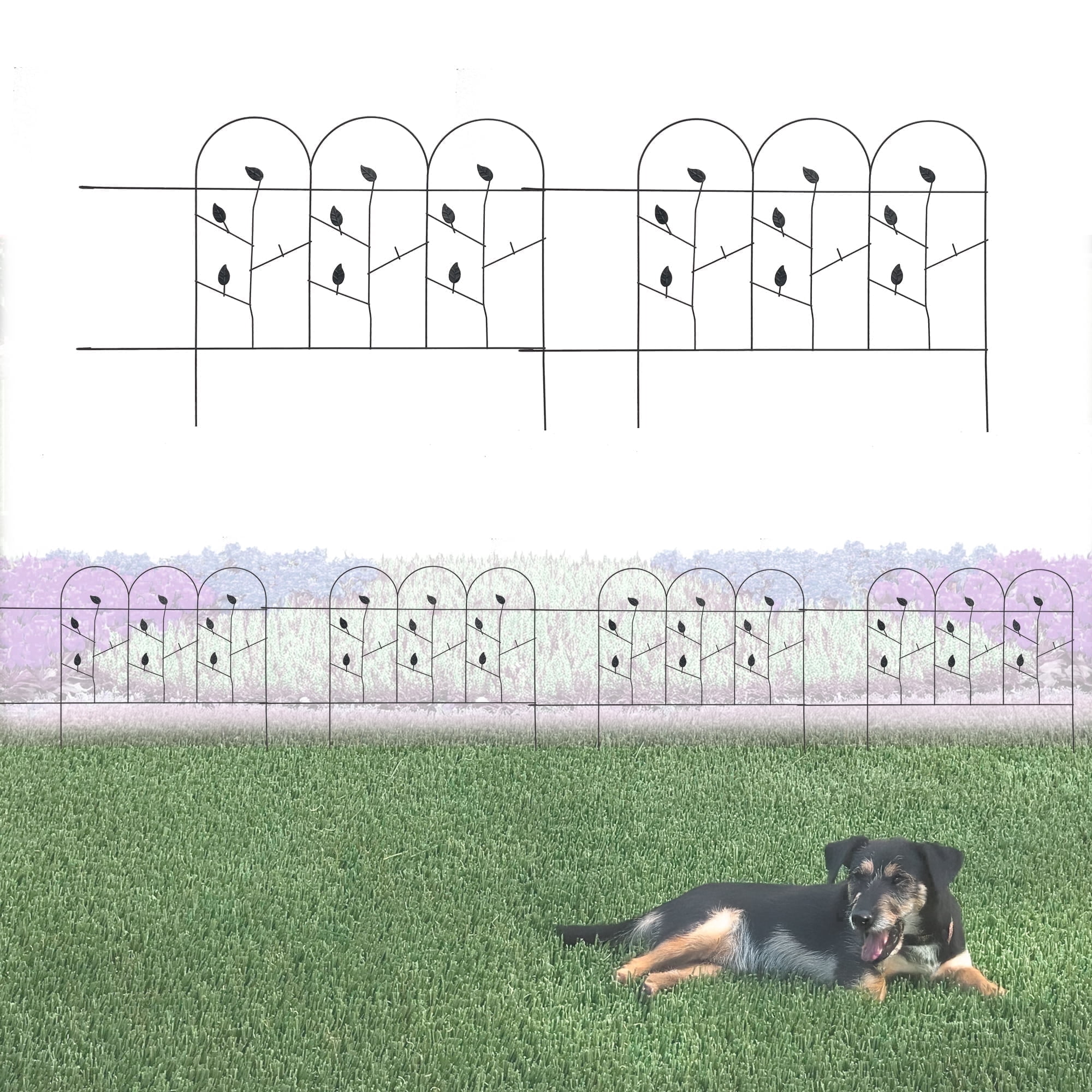 Glamos Wire 32 inch Folding Metal Garden Fence, Decorative Outdoor 3 Pack covers 24 feet