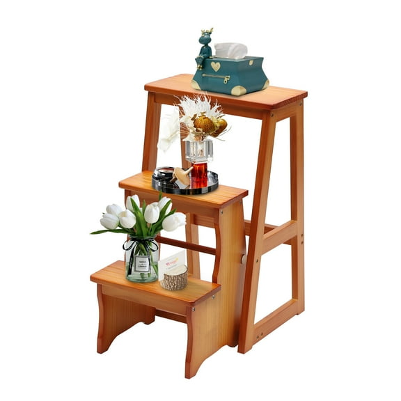 Folding Library Ladder Chair, Lightweight Portable Multifunctional Step Stool, 3-Step Stool Stepladders, Display Stand and Flower Stand for Home