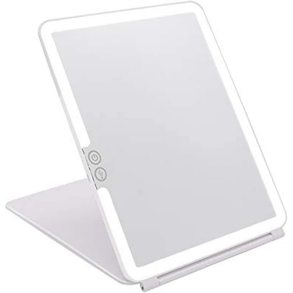 Folding Lighted Makeup Mirror with 72 LEDs 3 Colors Light Modes USB Rechargable 1800mA Batteries Portable Ultra Thin Compact Vanity Mirror Dimmable Travel Mirror