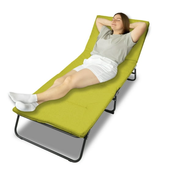 Folding Lounge Chair, 5-Position Adjustable Outdoor Reclining Chair,Heavy Duty Outdoor Bed with Carry Bag,Folding Chaise Lounge Chair for Pool Beach Patio Sunbathin, Green