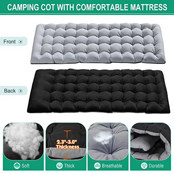 Folding Lounge Chair with Mattress, 4 Position Adjustable Folding Sleeping Bed Cot Patio Chaise Lounge Chairs Perfect for Sunbathing, Camping, Pool, Beach, Patio