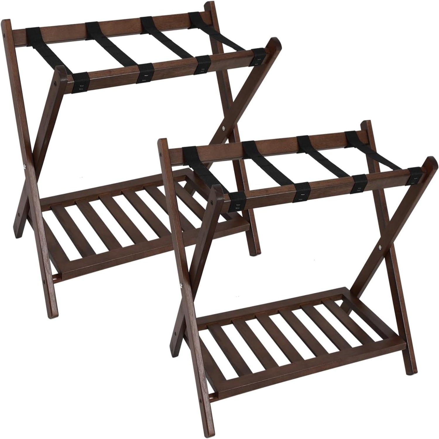 Folding Luggage Rack for Guest Room 4Pack Luggage Stand Double Tiers