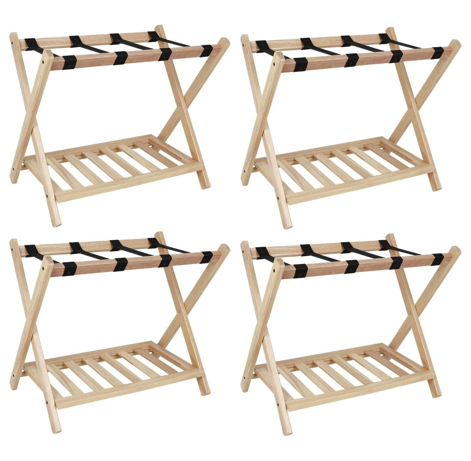 Folding Luggage Rack for Guest Room, 4Pack Luggage Stand Double Tiers