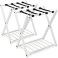 Folding Luggage Rack Pack of 2 2 Tier Suitcase Stand with Storage Self