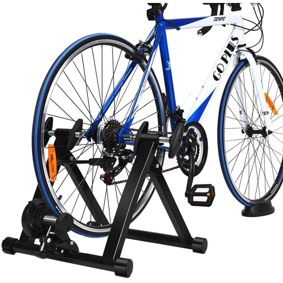 Folding Magnetic Bike Trainer Stand for Indoor Cycling, Compatible with 26-28 Inch Road and Mountain Bikes