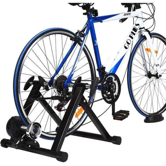 Folding Magnetic Bike Trainer Stand for Indoor Cycling, Compatible with 26-28 Inch Road and Mountain Bikes