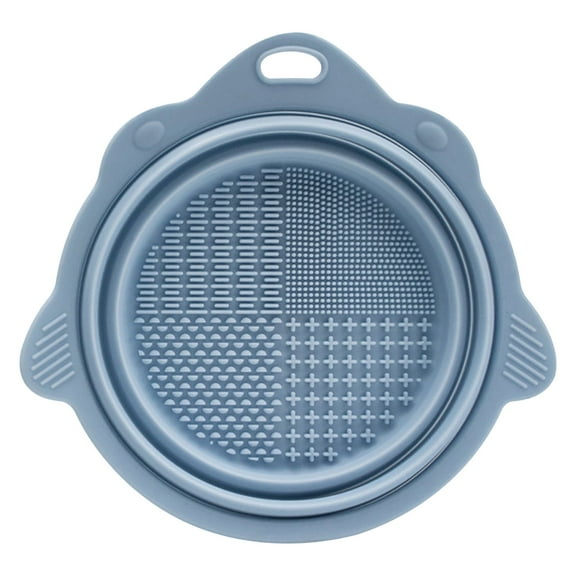Folding Makeup Brush Cleaning Bowl | Soft Silicone Beauty Brush Pad | Deep Design Prevents Splashing | Compact Storage | 3D Pattern Surface for Better Cleaning