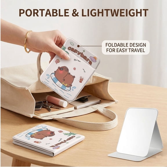 Folding Makeup Mirror Portable Compact Cosmetic Pocket Mirror Clear Reflection Travel Vanity Beauty Accessory, Lightweight Daily Touch Up Tool, For Travel Office Handbag Daily Use