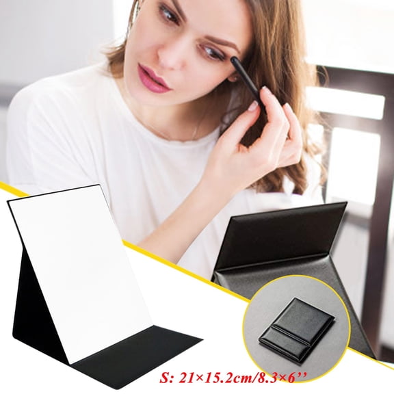 Folding Makeup Mirror,Wall Mount or Desktop Vanity Mirror with 360° Rotation,Modern Frameless Design,Portable Travel Mirror,Cosmetic Mirror,Black,M 8.27 x 5.98 in