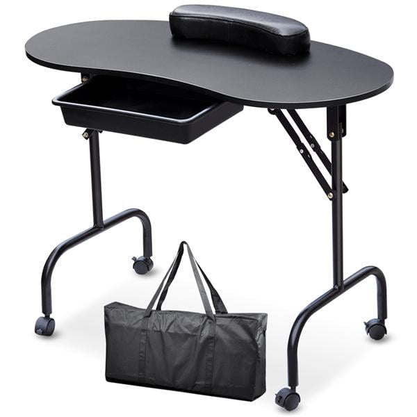 Folding Manicure Table with Lockable Wheels with Wrist Cushion Bag Folding Manicure Table with