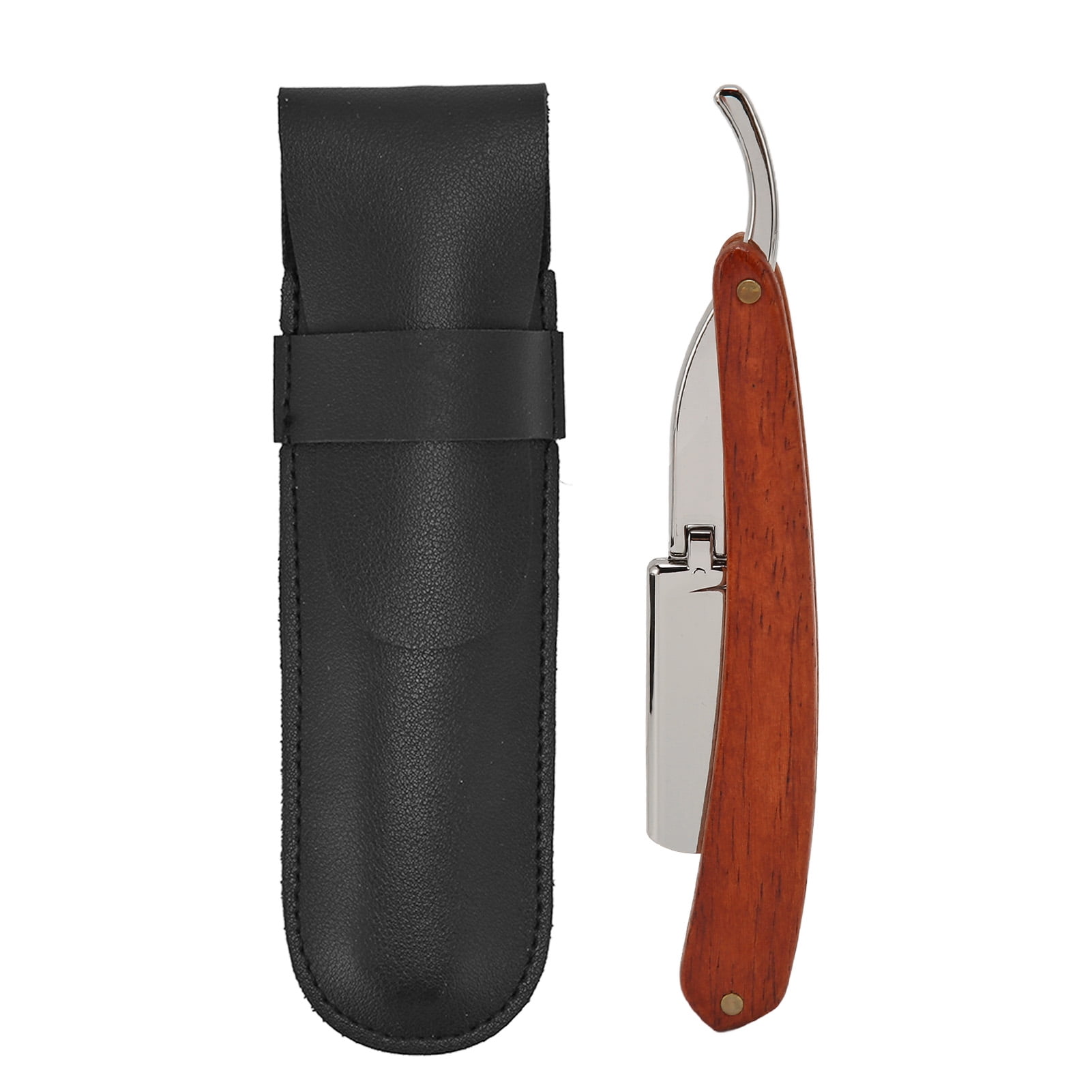 Folding Manual Straight Clipper Wooden Handle Barber Foldable Manual