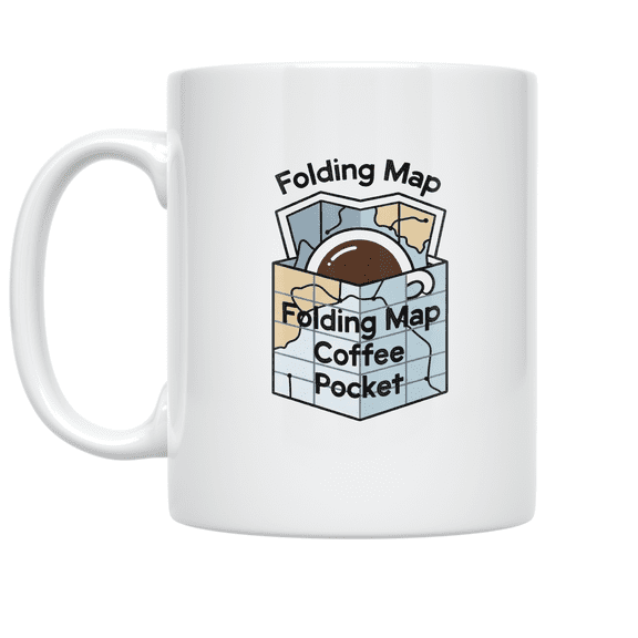 Folding Map Coffee Pocket Design - City Explorer - 11 oz Ceramic Coffee Mug