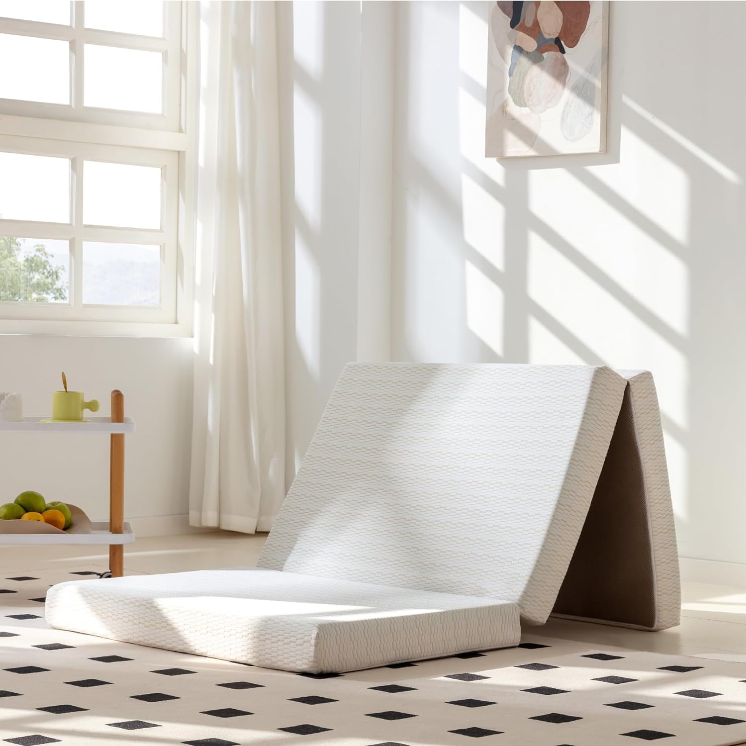 SINWEEK 4 Inch Tri-Fold Memory Foam Mattress - Portable Folding Guest Bed With Cooling Cover, CertiPUR-US Certified