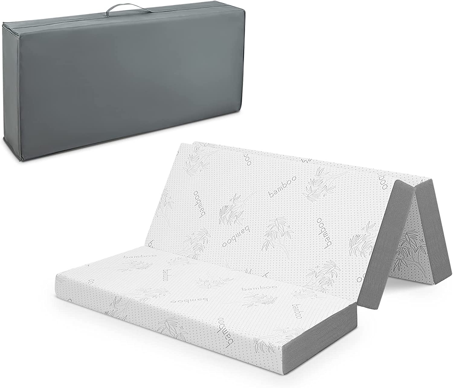 Folding Mattress, 4 Inch GelInfused Trifold Mattress with Bamboo