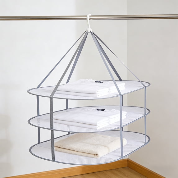 Folding Mesh Clothes Drying Rack with Internal Fixation Stackable Sweater Drying Rack Portable Hanging Laundry Rack for Sweater,T-Shirt,Delicates,Swimsuit