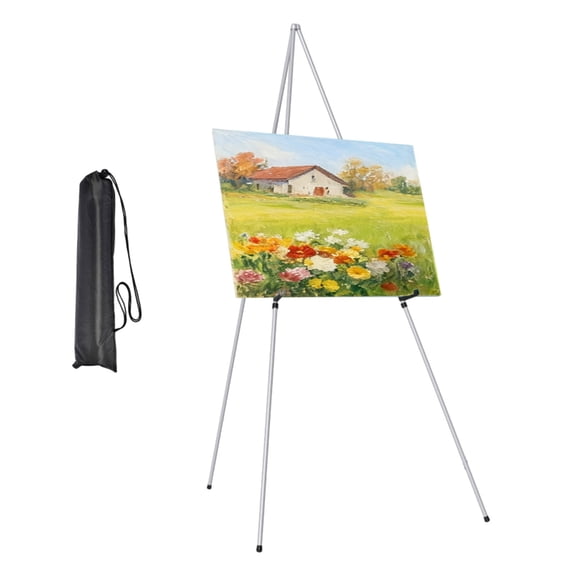 Folding Metal Art Easel With Strong Construction And Stable Triangle Base For Painting Classes And Gallery Displays
