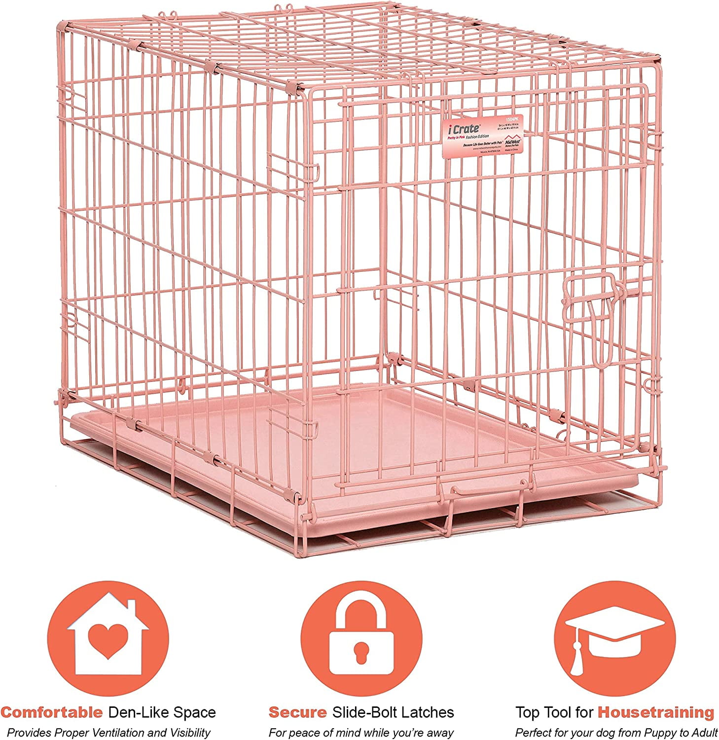 Folding Metal Dog Crate with Leak-Proof Pan & Divider Panel for Small Dogs
