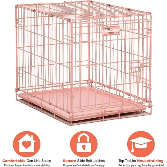 Folding Metal Dog Crate with Leak-Proof Pan & Divider Panel for Small Dogs