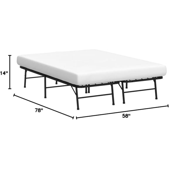 Folding Metal Platform Bed Frame - No Box Spring Needed - Underbed Storage - Simple Toolless Assembly - Mattress Foundation - 14" High - Traditional Design - Sturdy Steel - Queen Size