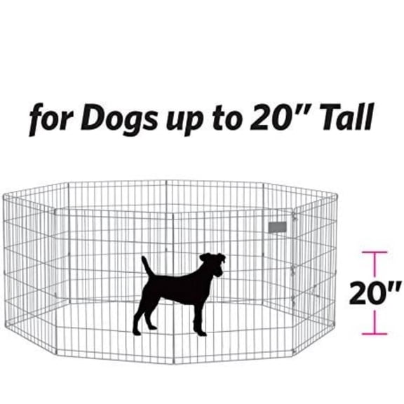 Folding Metal Puppy/Dog Exercise Pen, Indoor/Outdoor Playpen with No Door, Provides 16 Sq Feet of Play Space, 30-Inches Tall, Black E-Coated