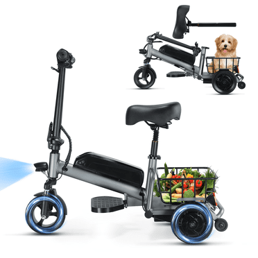 Mujocooker 3 Wheel Mobility Scooter for Adults, Lightweight Foldable Travel Scooter with 300W Motor, 43lbs