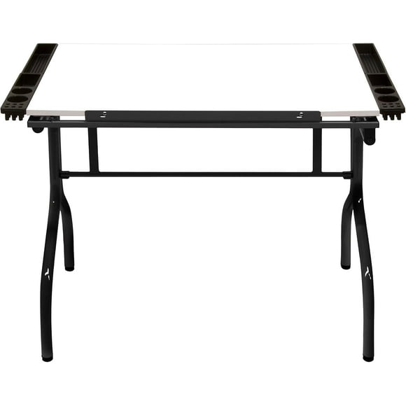Folding Modern Top Adjustable Craft Drafting Table, 35.25" W x 23.75" D, Black/White
