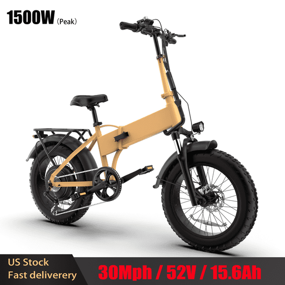 Folding Movcan Q20 Electric Bike for Adults,52V 15.6Ah Removable Battery 1500W Motor 20” Fat Tire Bike,30 MPH Top Speed ,Shimono 7 Speed Dual Hydraulic Brake