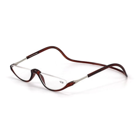 Folding Neck Hanging Reading Glasses, Half Frame Magnetic Readers with TAC Lenses, PC Frame for Men and Women