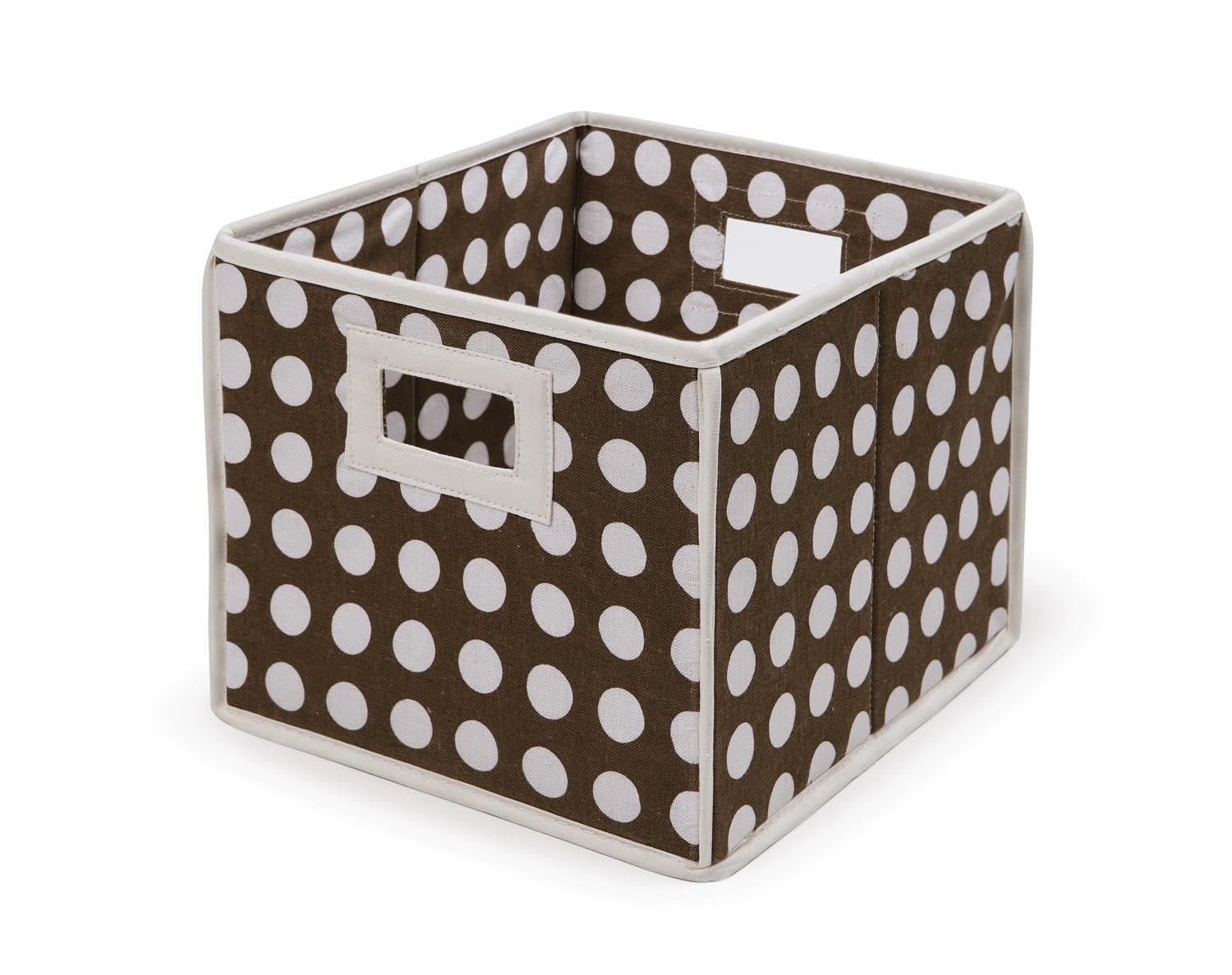 Folding Nursery Basket/Storage Cube-Fabric:Brown Polka Dot - image 1 of 8