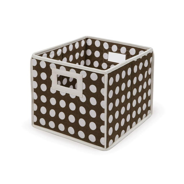 Folding Nursery Basket/Storage Cube-Fabric:Brown Polka Dot