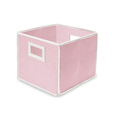 Folding Nursery Basket/Storage Cube-Fabric:Pink Gingham