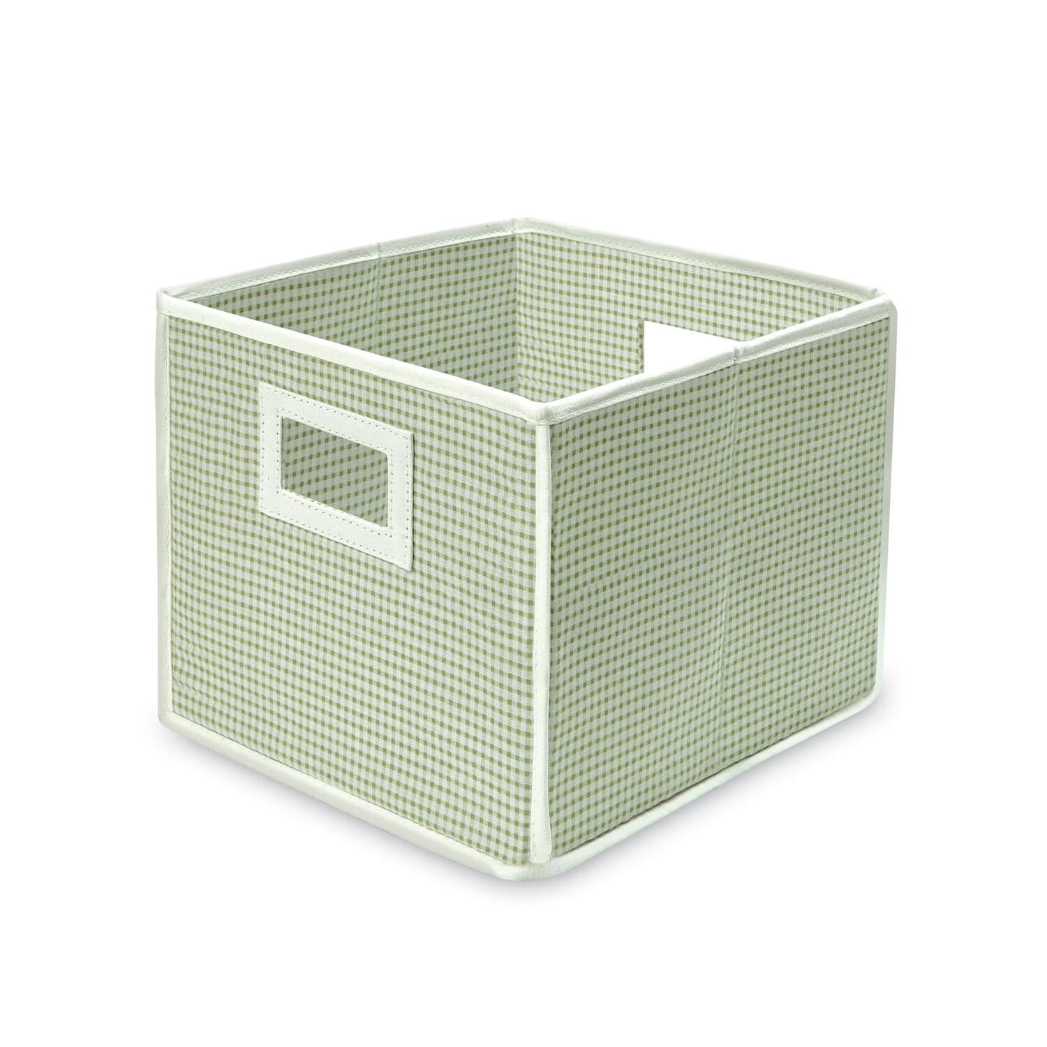 Folding Nursery Basket/Storage Cube-Fabric:Sage Gingham