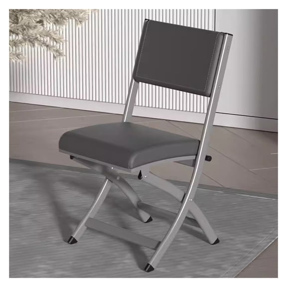 Leather Folding Chair with Steel Frame,Premium Folding Stool Office Desk Chairs with Padded Seats,Portable Kitchen Dining Chairs for Living Room