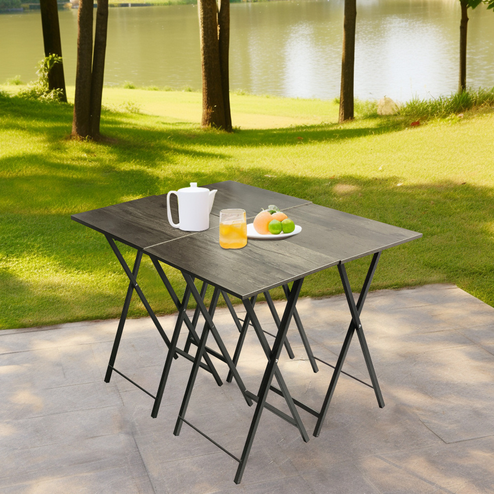 Folding Office Table TV Tray Tables Set of 4 TV Trays with Storage Stand Rack Wood Folding TV Tray Foldable Snack Table for Small Space Rustic Grey Walmart