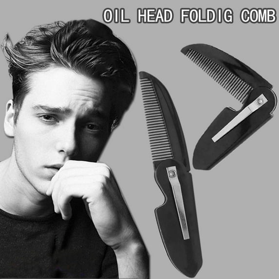 Folding Oil Moustache Pocket Comb Men's Grooming Tool for Mustache Care and Styling Compact Hair Brush for