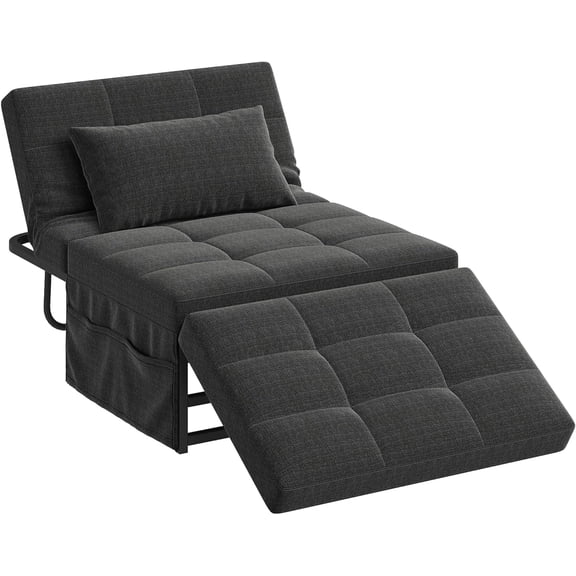 Folding Ottoman, 4-in-1 Multi-Function, Convertible Sofa Bed Foot Rest with Adjustable Back for Living Room, Dark Grey